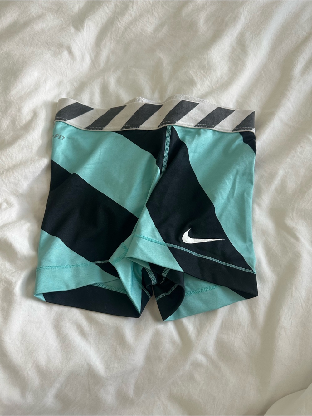 Nike Teal and Black Colorblock Compression Shorts